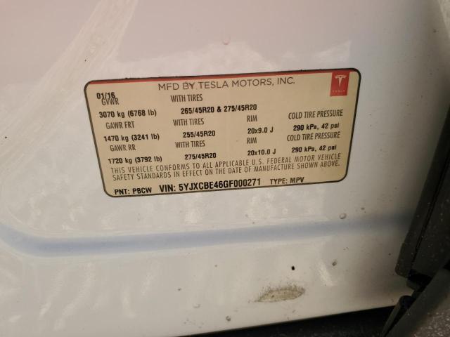 5YJXCBE46GF000271 - 2016 TESLA MODEL X Ağ foto 13