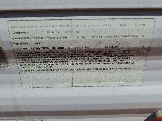 5SFEB2624BE218997 - 2011 HEARTLAND NORTH TRAI 白色 照片 10