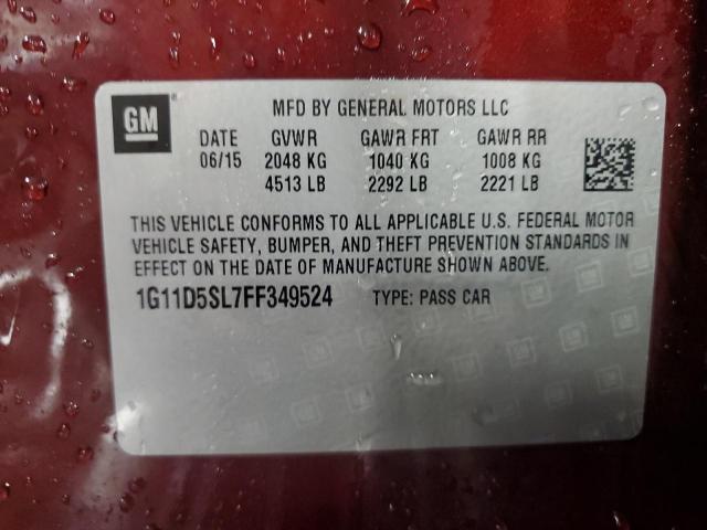 1G11D5SL7FF349524 - 2015 CHEVROLET MALIBU 2LT RED photo 13