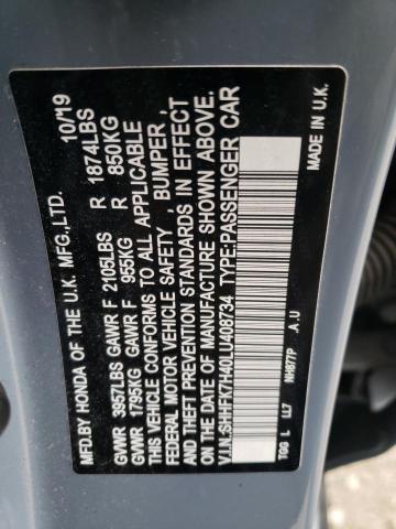 SHHFK7H40LU408734 - 2020 HONDA CIVIC SPORT 灰色 照片 12