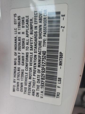 19XFB2F93FE275240 - 2015 HONDA CIVIC EXL 白色 照片 12