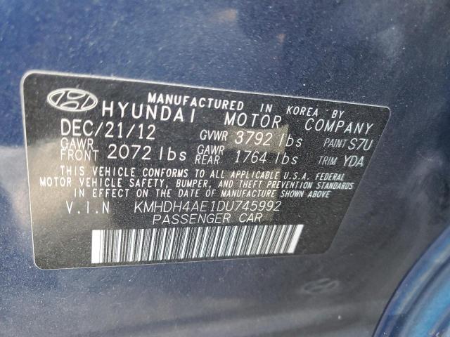 KMHDH4AE1DU745992 - 2013 HYUNDAI ELANTRA GLS BLUE photo 13