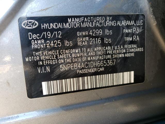 5NPEB4AC1DH665367 - 2013 HYUNDAI SONATA GLS GRAY photo 12