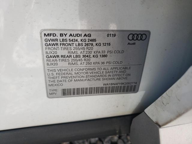 WA1BNAFY9K2052774 - 2019 AUDI Q5 PREMIUM PLUS WHITE photo 13