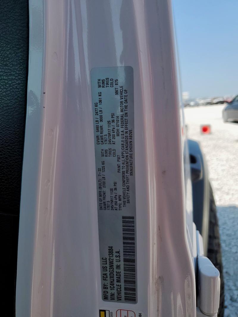 1C4HJXDG3NW213884 - 2022 JEEP WRANGLER U SPORT 白色 照片 12