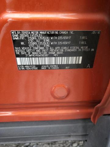 2T3WFREV6GW280367 - 2016 TOYOTA RAV4 XLE ORANGE photo 13