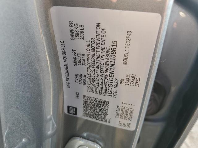 1GCGTDEN1N1108615 - 2022 CHEVROLET COLORADO Z71 GRAY photo 12