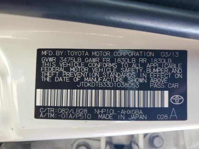 JTDKDTB33D1038053 - 2013 TOYOTA PRIUS C თეთრი ფოტო 12