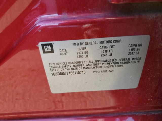 1G6DM577180115713 - 2008 CADILLAC CTS RED photo 12