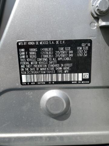 3CZRU6H73GM736433 - 2016 HONDA HR-V EXL SILVER photo 14