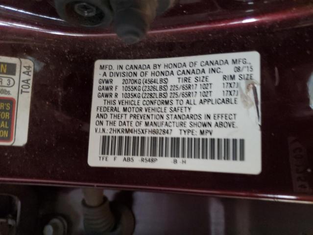 2HKRM4H5XFH692847 - 2015 HONDA CR-V EX Tünd qırmızı foto 13