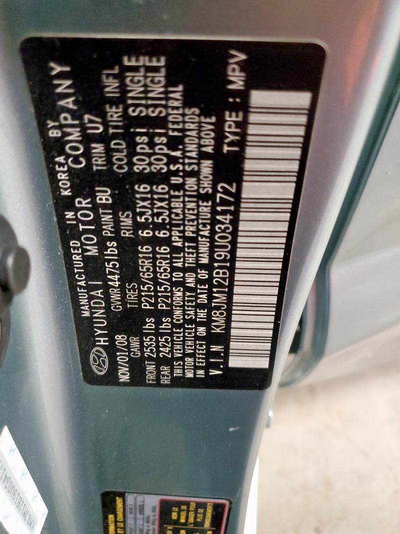 KM8JM12B19U034172 - 2009 HYUNDAI TUCSON GLS BLUE photo 13