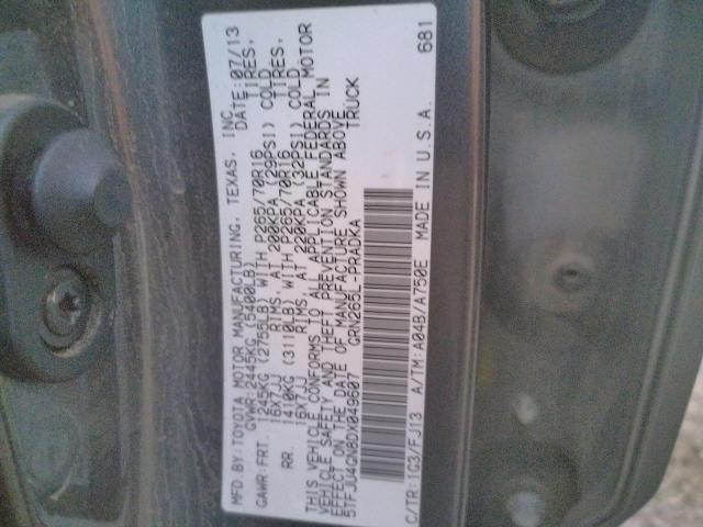 5TFJU4GN8DX049607 - 2013 TOYOTA TACOMA DOUBLE CAB PRERUNNER CHARCOAL photo 12