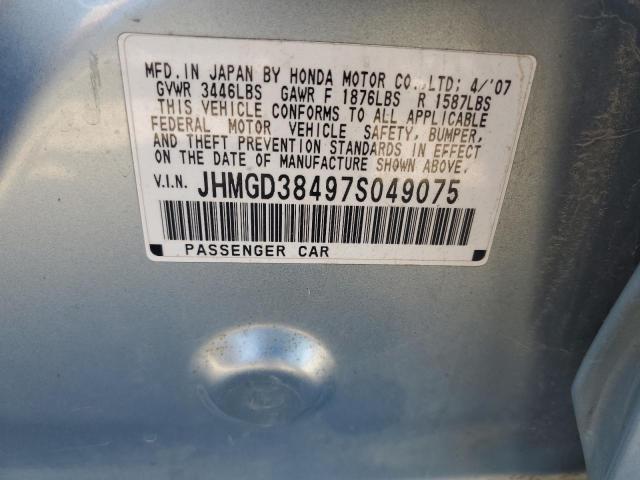 JHMGD38497S049075 - 2007 HONDA FIT BLUE photo 13