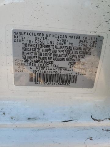 3N1CN7AP3KL864830 - 2019 NISSAN VERSA S 白色 照片 13