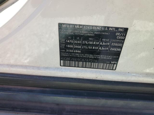 4JGBF7BE5CA767216 - 2012 MERCEDES-BENZ GL 450 4MATIC WHITE photo 13