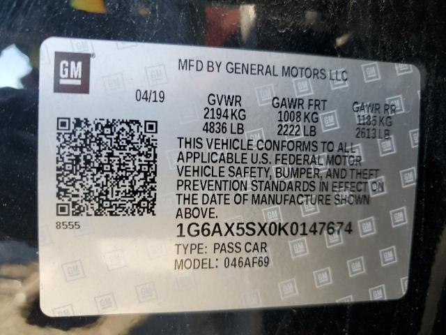 1G6AX5SX0K0147674 - 2019 CADILLAC CTS LUXURY Schwarz Foto 12