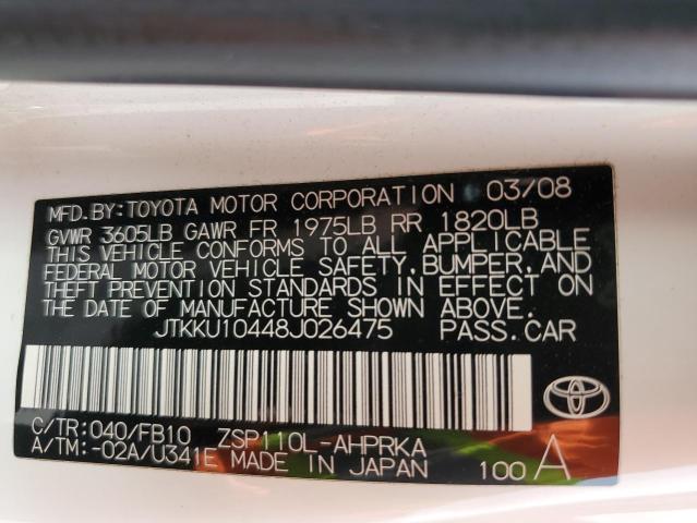 JTKKU10448J026475 - 2008 TOYOTA SCION XD WHITE photo 13