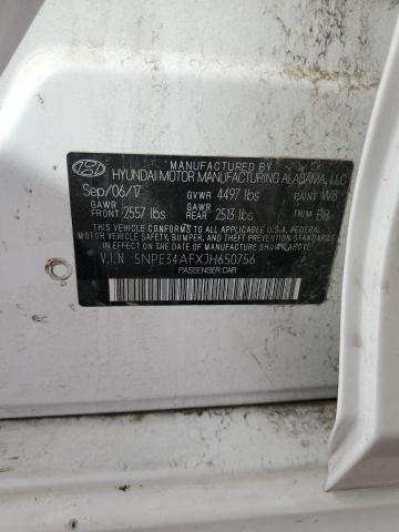 5NPE34AFXJH650756 - 2018 HYUNDAI SONATA SPORT WHITE photo 12