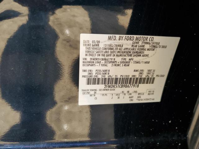 2FMDK51C89BA77918 - 2009 FORD FLEX SE BLUE photo 13