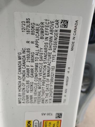 2HGFE1F79RH321163 - 2024 HONDA CIVIC EX WHITE photo 12