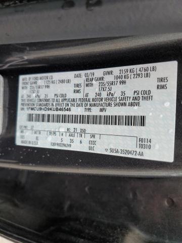 1FMCU9HD9KUB46546 - 2019 FORD ESCAPE SEL Grau Foto 12