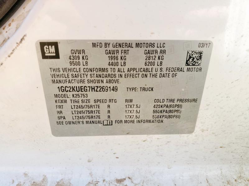 1GC2KUEG7HZ269149 - 2017 CHEVROLET SILVERADO K2500 HEAVY DUTY WHITE photo 13
