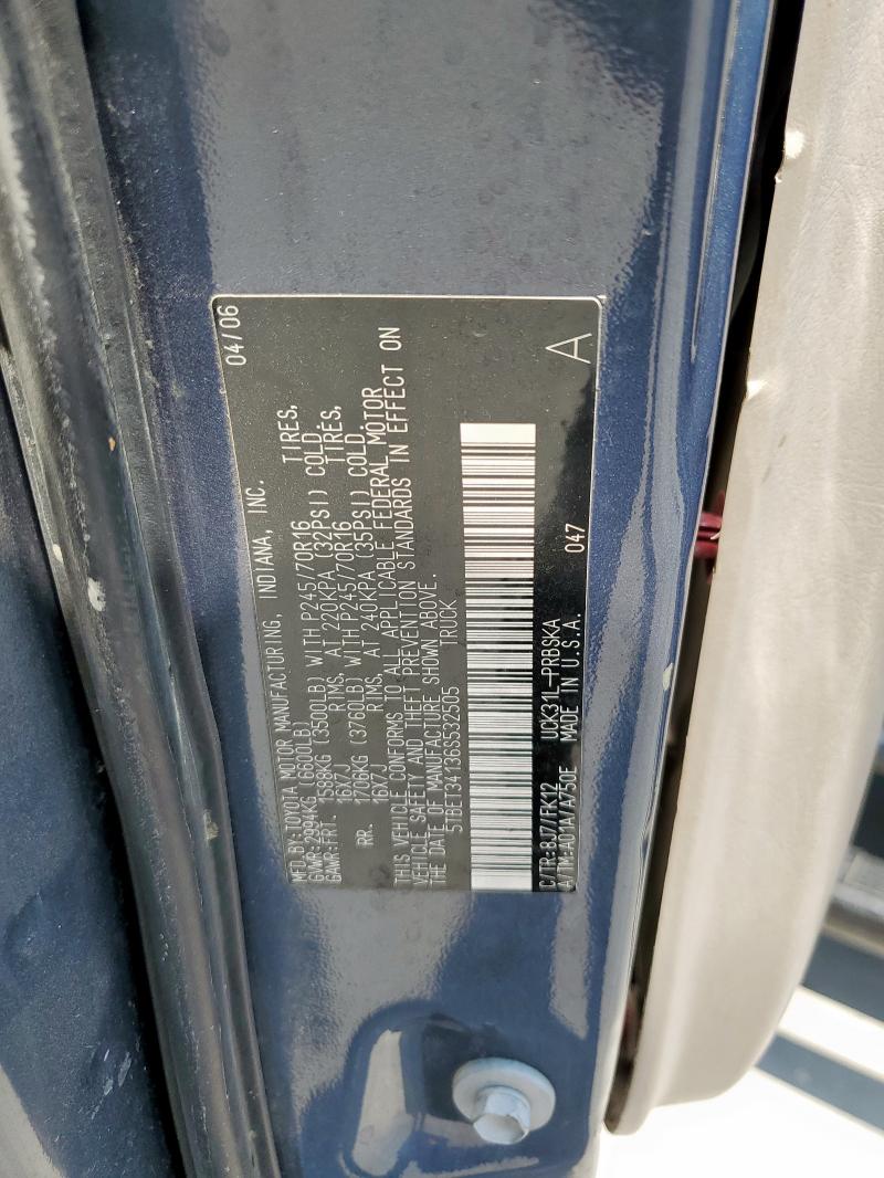 5TBET34136S532505 - 2006 TOYOTA TUNDRA DOUBLE CAB SR5 BLUE photo 12