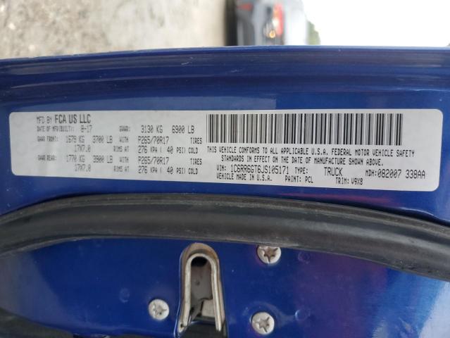 1C6RR6GT6JS105171 - 2018 RAM 1500 SLT Azul foto 12