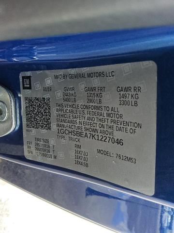 1GCHSBEA7K1227046 - 2019 CHEVROLET COLORADO BLUE photo 11