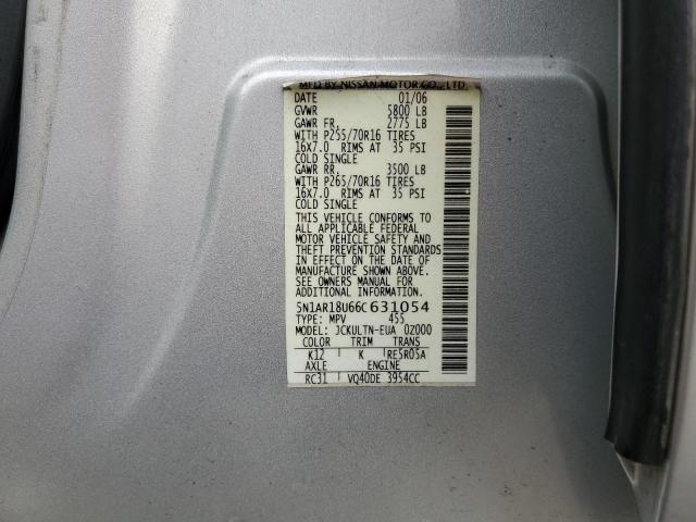 5N1AR18U66C631054 - 2006 NISSAN PATHFINDER LE SILVER photo 13