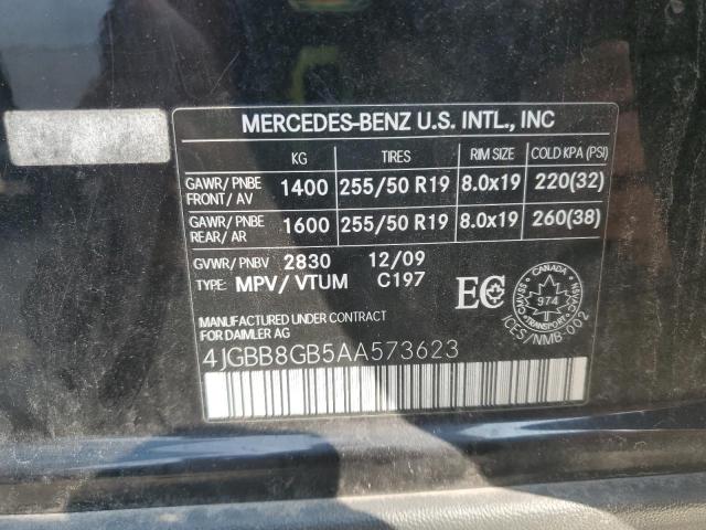 4JGBB8GB5AA573623 - 2010 MERCEDES-BENZ ML 350 4MATIC BLACK photo 13