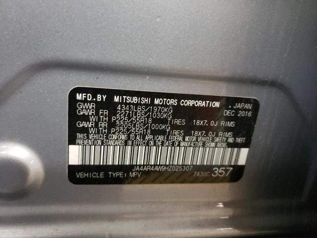 JA4AR4AW9HZ025307 - 2017 MITSUBISHI OUTLANDER SEL SILVER photo 13