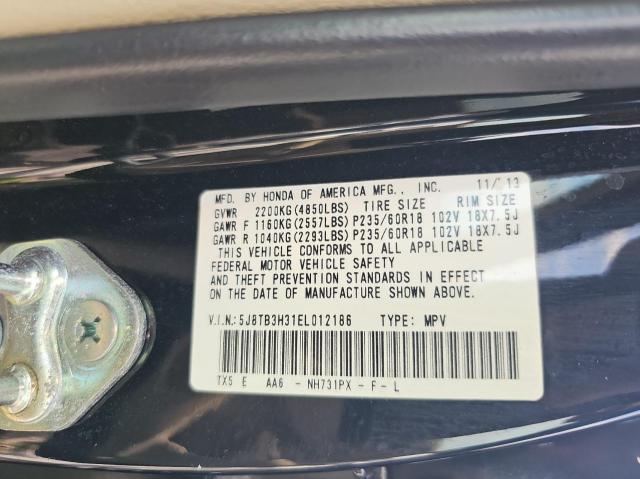 5J8TB3H31EL012186 - 2014 ACURA RDX BLACK photo 10