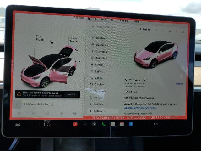 7SAYGDEE6NF346754 - 2022 TESLA MODEL Y ნაცრისფერი ფოტო 9