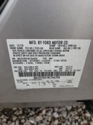 MAJ3S2GE5KC266206 - 2019 FORD ECOSPORT SE SILVER photo 13