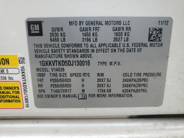 1GKKVTKD5DJ130016 - 2013 GMC ACADIA DENALI WHITE photo 13