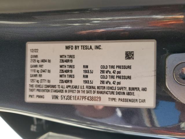 5YJ3E1EA7PF438029 - 2023 TESLA MODEL 3 Серый фото 13