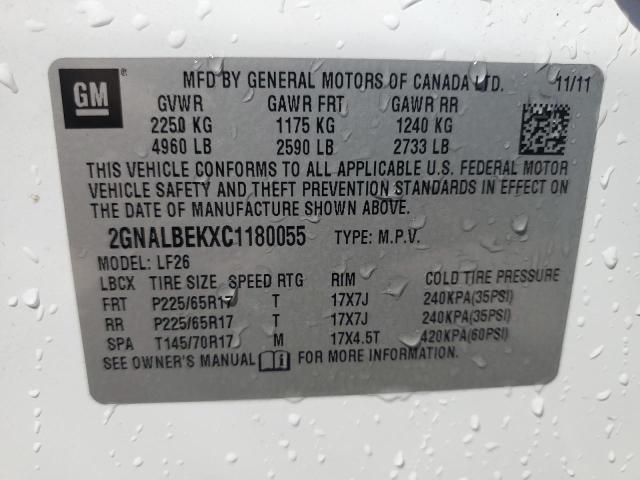 2GNALBEKXC1180055 - 2012 CHEVROLET EQUINOX LS თეთრი ფოტო 13