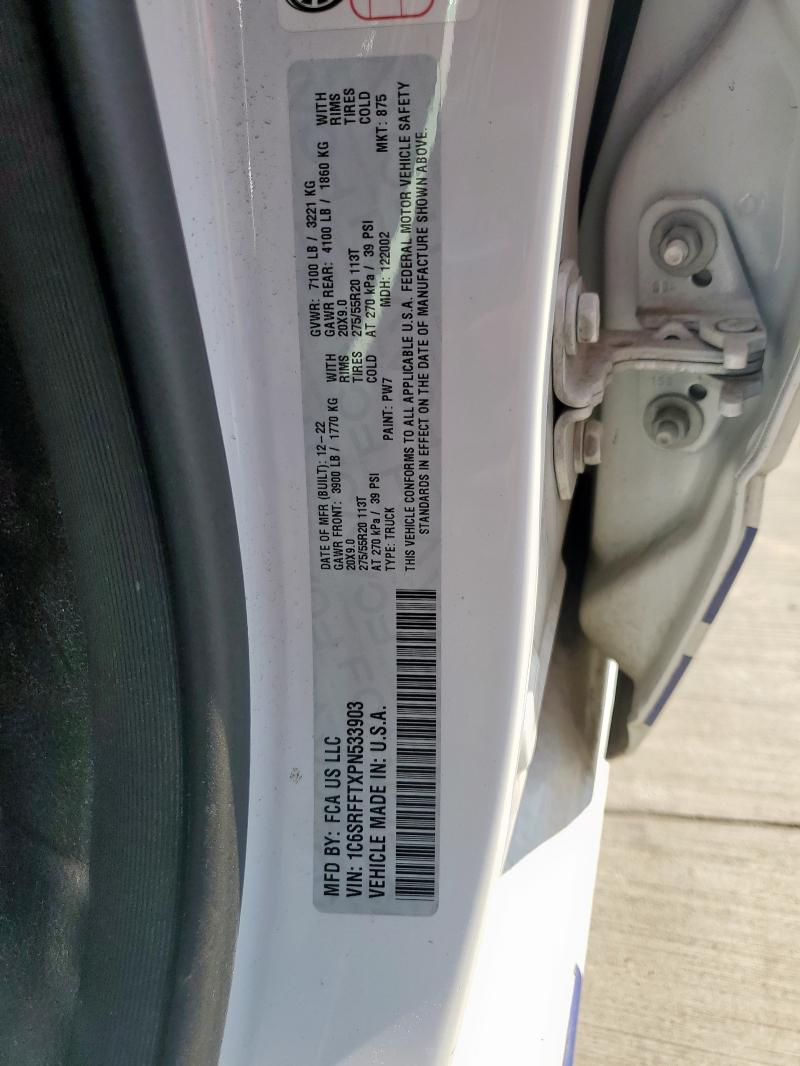 1C6SRFFTXPN533903 - 2023 RAM 1500 BIG HORN/LONE STAR WHITE photo 12