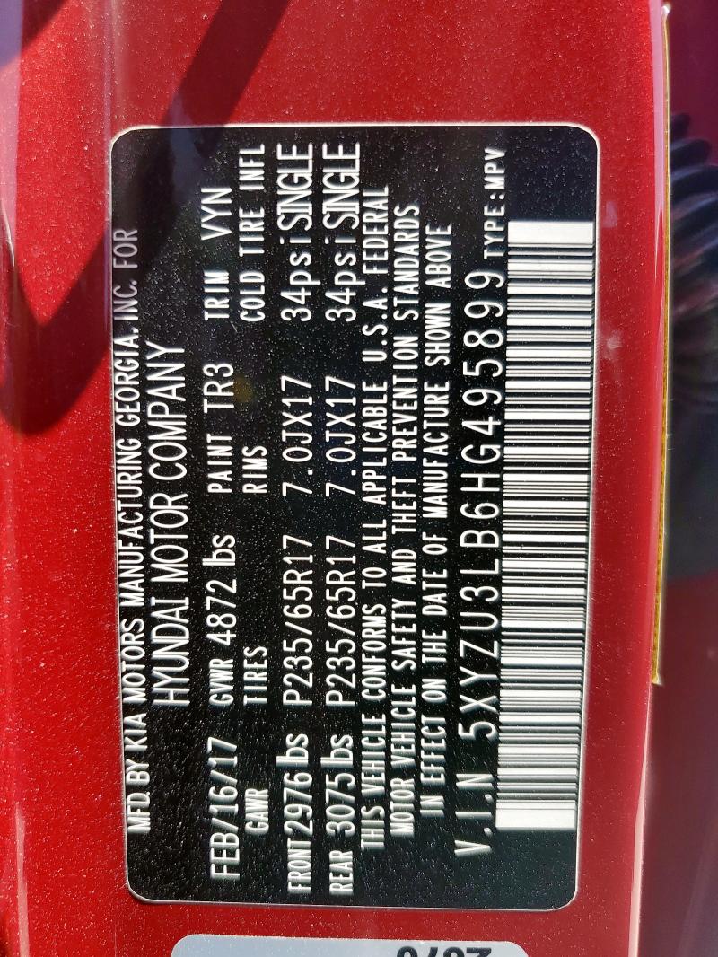 5XYZU3LB6HG495899 - 2017 HYUNDAI SANTA FE S MAROON photo 14