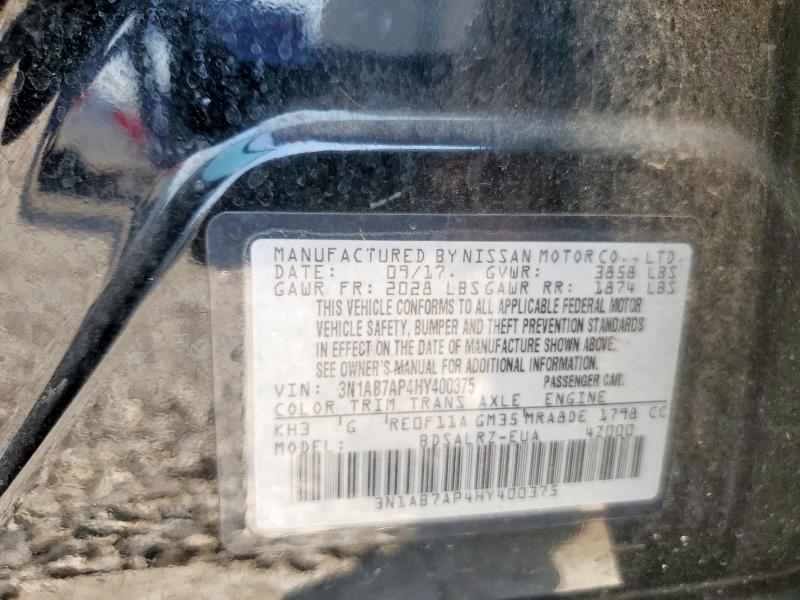 3N1AB7AP4HY400375 - 2017 NISSAN SENTRA S BLACK photo 12