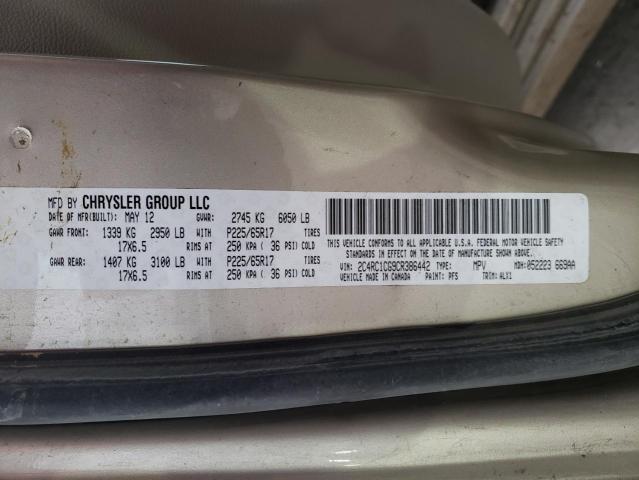 2C4RC1CG9CR386442 - 2012 CHRYSLER TOWN & COU TOURING L BEIGE photo 13