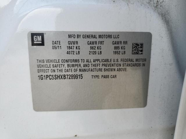 1G1PC5SHXB7289915 - 2011 CHEVROLET CRUZE LS WHITE photo 12