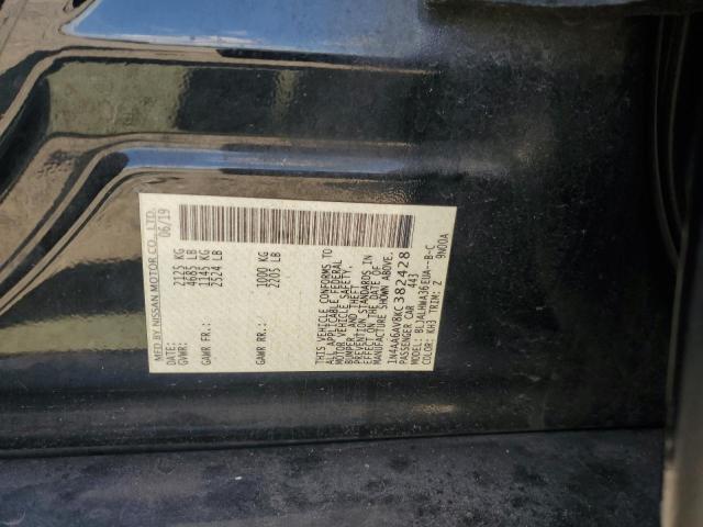 1N4AA6AV8KC382428 - 2019 NISSAN MAXIMA S BLACK photo 12