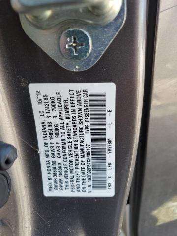 19XFB2F57CE386107 - 2012 HONDA CIVIC LX GRAY photo 13