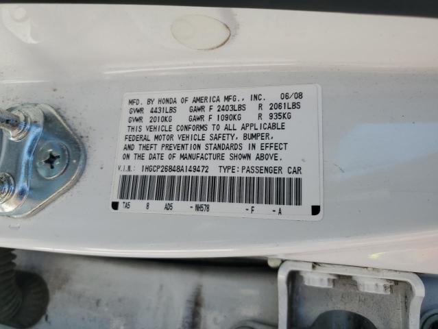 1HGCP26848A149472 - 2008 HONDA ACCORD EXL WHITE photo 12