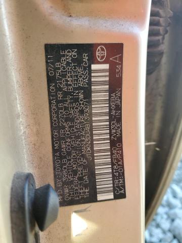 JTDKN3DU4B1393071 - 2011 TOYOTA PRIUS 金色 照片 12