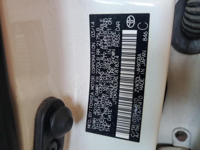 JTDKN3DUXE1818314 - 2014 TOYOTA PRIUS თეთრი ფოტო 13