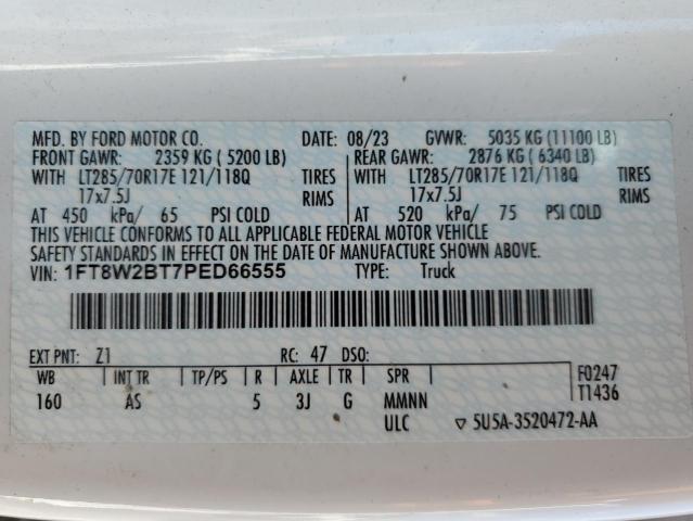 1FT8W2BT7PED66555 - 2023 FORD F250 SUPER DUTY WHITE photo 12